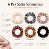 6pcs /Pack Satin Hair Scrunchies Set Minimalist Soft Hair Ties for Women and Girls Gentle No-Damage Silk-Like Hair Accessories