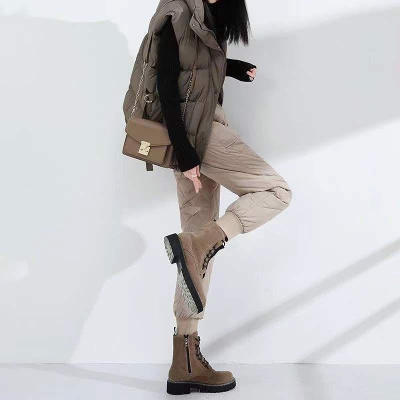 Women's High Waisted Autumn and Winter Thickened Warm Down Cotton Pants