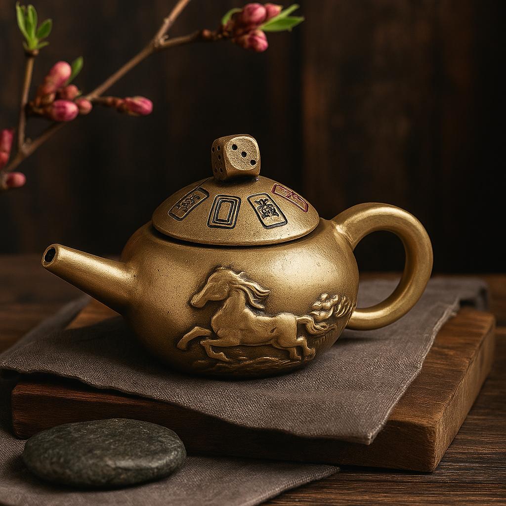 Brass Feng Shui Dragon Teapot Decision Spinner