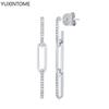 925 Silver Needle Long Chain Stud Earrings For Women Exquisite Zircon Geometric Tassel Pendant Earrings Luxury Jewelry