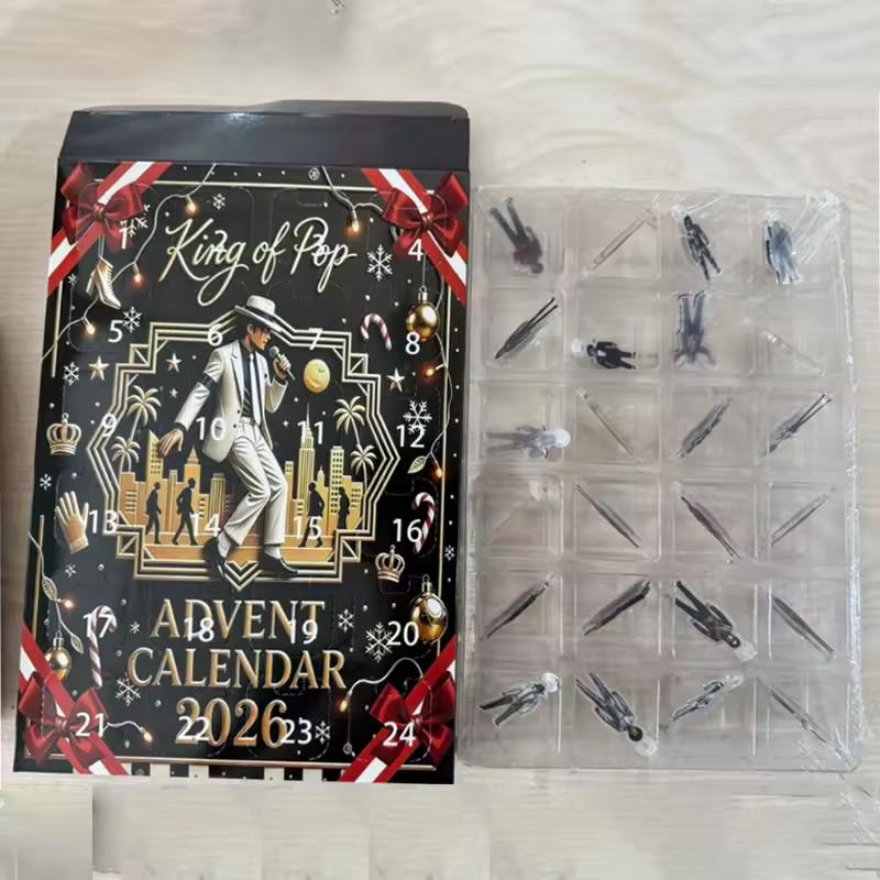 2026 Michael Jackson Christmas Advent Calendar Classic Stage 2D Acrylic Hanging Figurine Xmas Tree Decor Gift for Music Fans