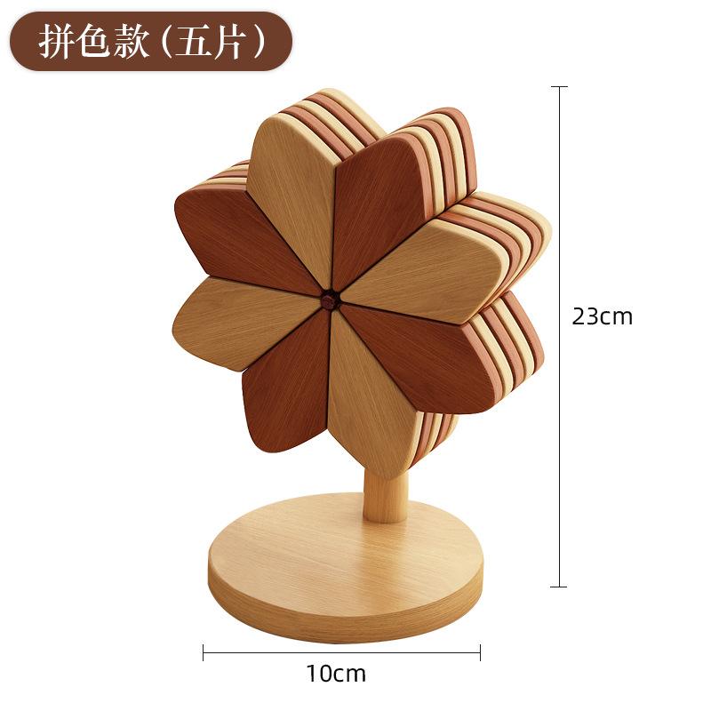 Windmill heat insulation pad, dining table decoration, creative home good, solid wood pot holder, foldable cup mat, bowl mat