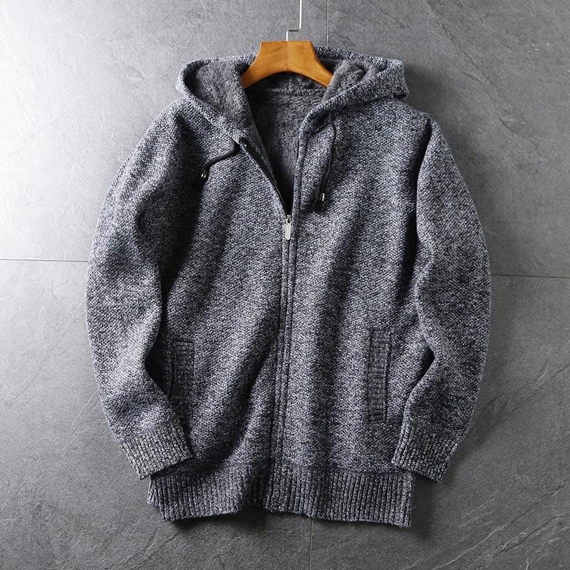Men's Autumn/Winter Thick Hooded Knitted Cardigan Sweater Jacket