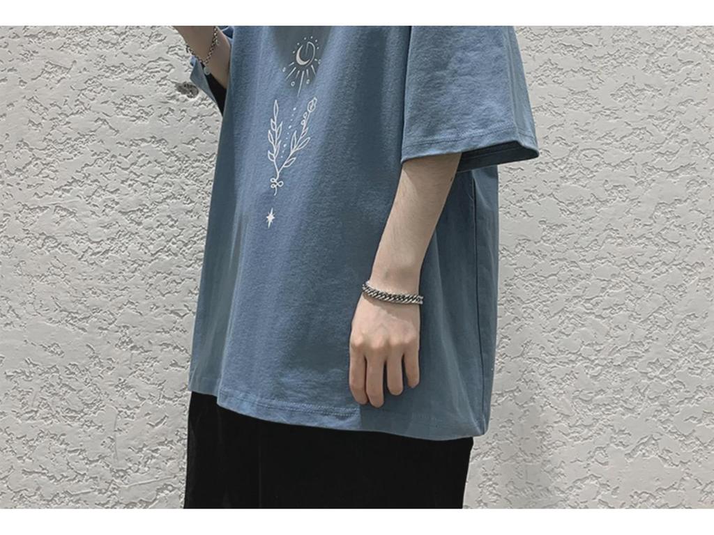T-shirt da uomo Harajuku stile BF vestibilità larga manica corta con grafica