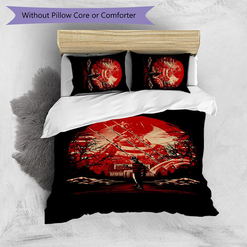 Freddy Krueger Printed 3PCS Bedding Set Soft Breathable Duvet Cover Pillowcases Set Washable Bedroom Decor Home Gift