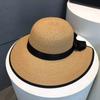 Wide Brim Straw Weave Sun Hat Large Bow Bowknot Sun Cap Fashion Sunscreen Bucket Hat  Outdoor