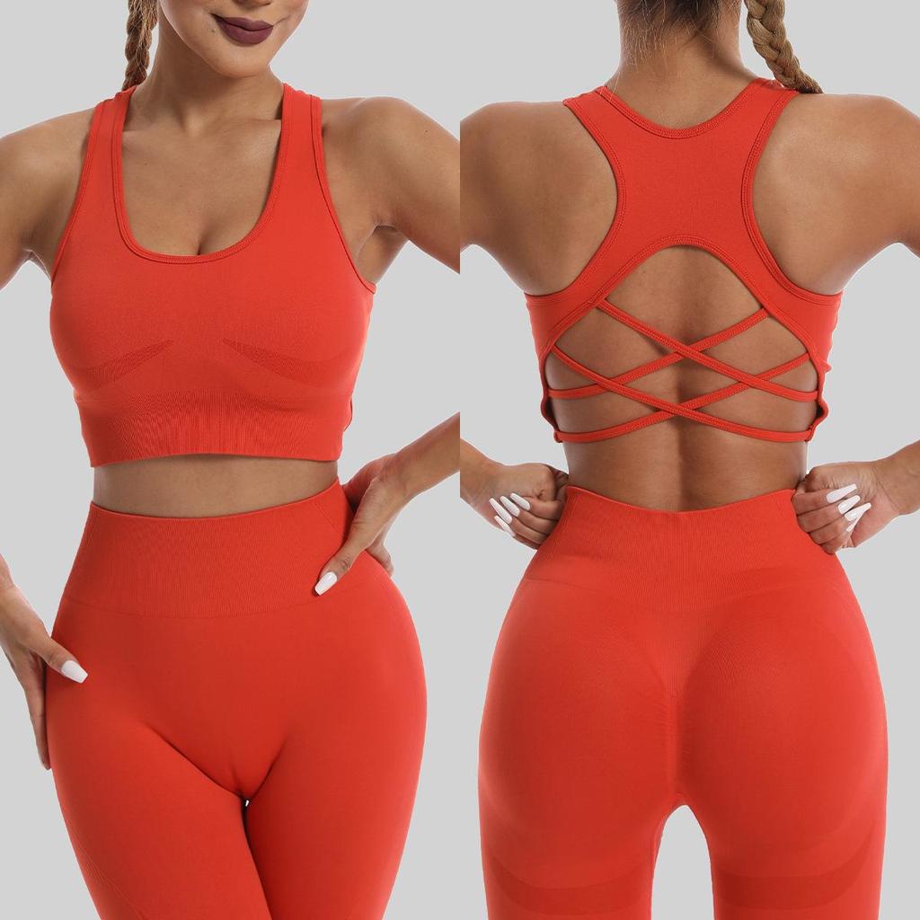 Women's Quick-Dry Seamless Sports Bra and Leggings Set - Shockproof Vest for Running and Yoga
