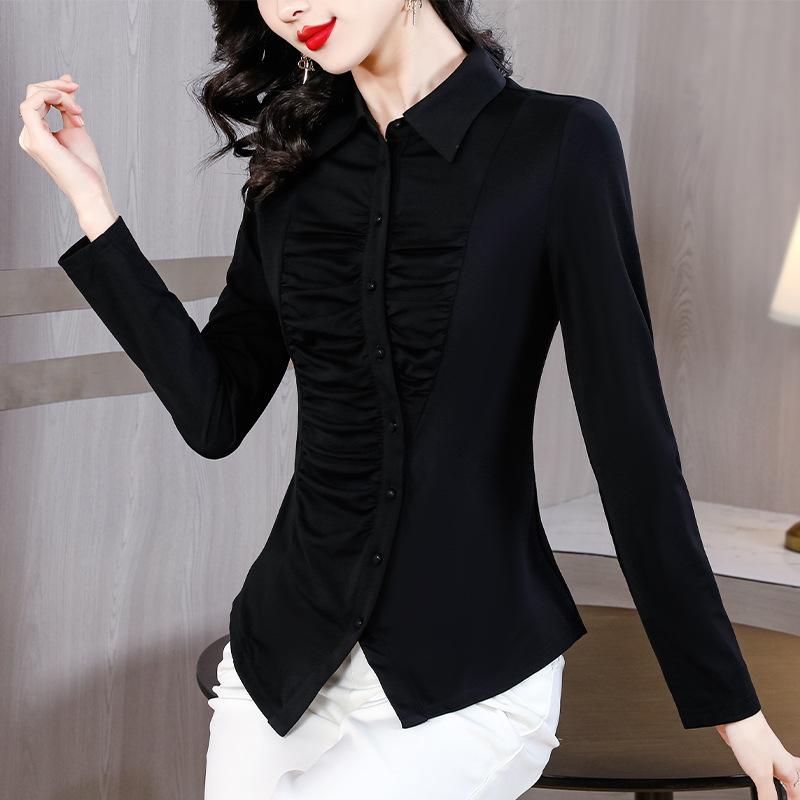 

Нестандартный дизайн Sense Ранняя весенняя рубашка для женщин Новый темперамент Тонкий топ Базовая рубашка Шикарная рубашка 3XL