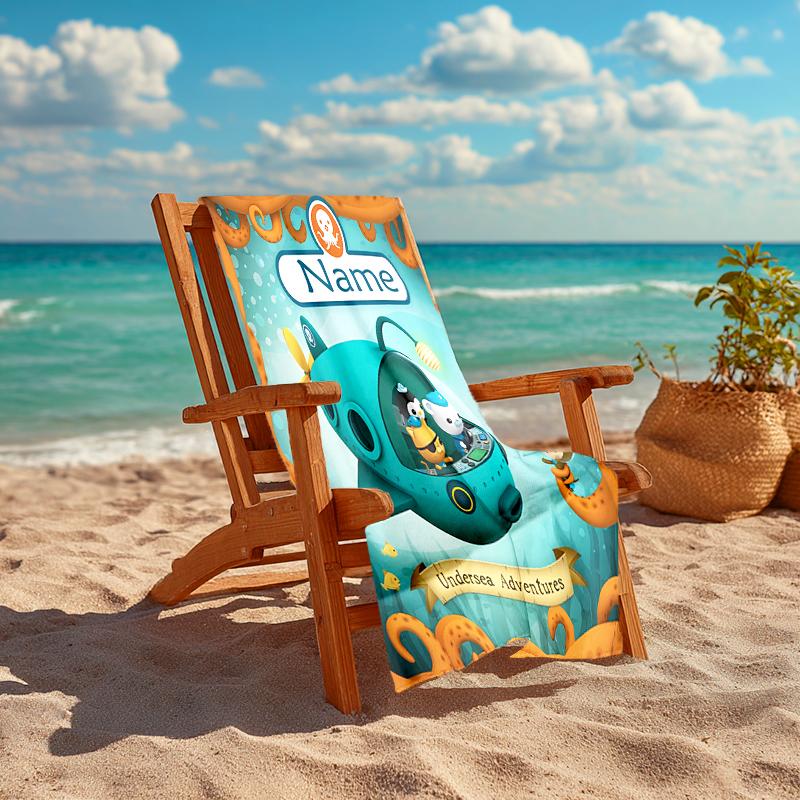 Personalized customized proof beach towel with Octonauts pattern - soft, absorbent,quick-drying,perfect swimming,camping&bathing