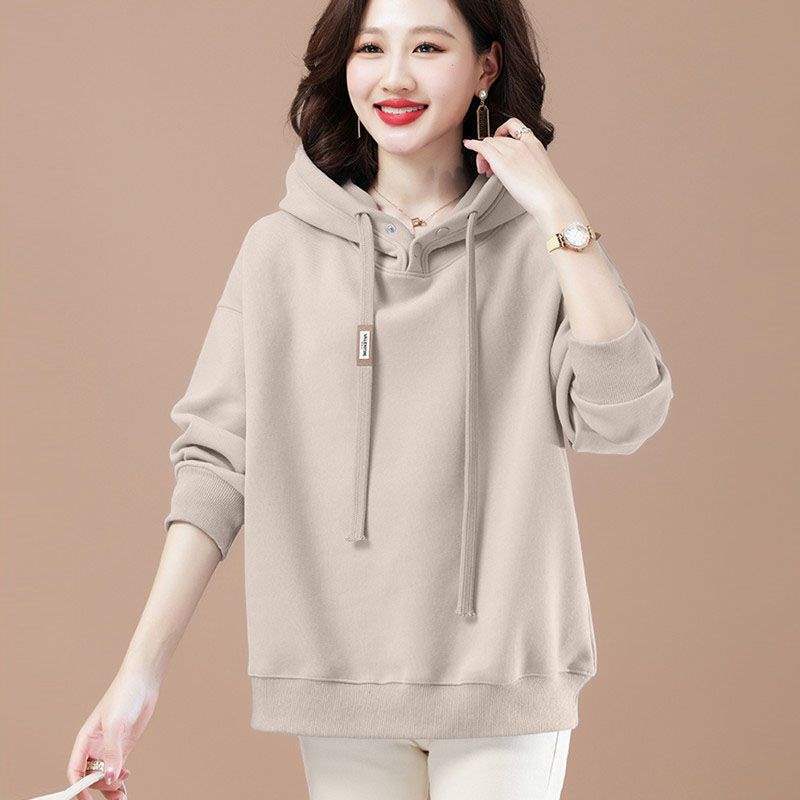 Hooded sweater women's fleece thickened fashion casual outerwear top autumn and winter loose women's clothing