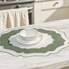 Wear Resistant Linen Embroidered Placemat Machine Washable Textured Dining Placemat  Dining Table