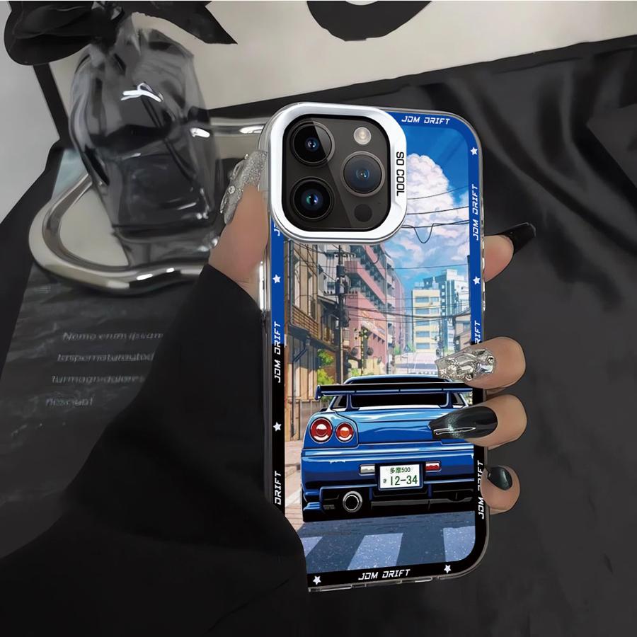 Soft Shell Case for iPhone 16e 11 12 13 Pro Max 14 15 16 Plus Japanese JDM Drift Car