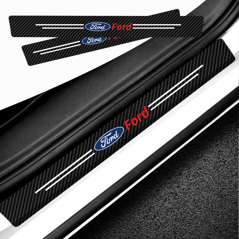 cvufy2 4PCS Leather Car Styling Door Sill Protector Sticker Accessories For Ford ST Fiesta Edition Mondeo Fusion Ecosport Focus Mk2 3 4