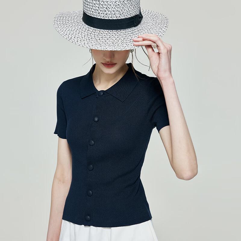 Women's Slim Fit Knitted Polo T-Shirt with Tencel Blend