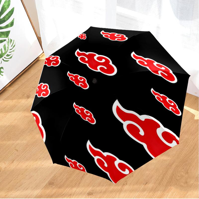 Anime Red Clouds On Background Umbrella Folding umbrella, automatic umbrella 8-Frame for Travel, camping Use Gift for Halloween Christmas