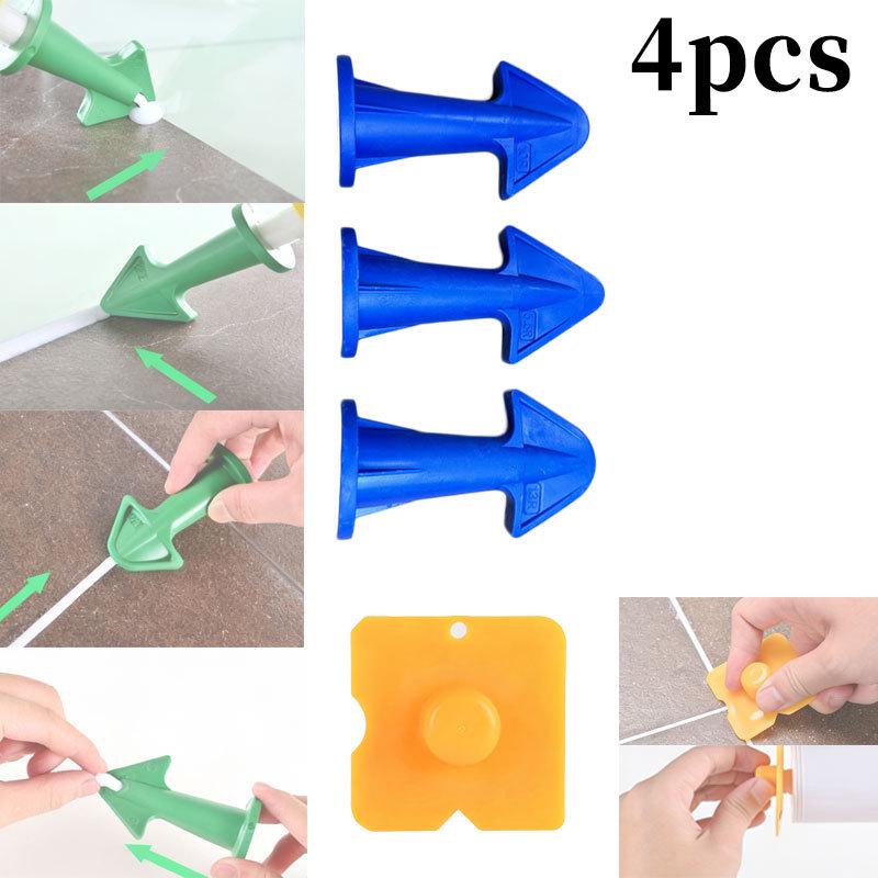 

Набор инструментов для затирки из 4 предметов: Насадка 2-в-1, Колпачок для герметика, Угловой скребок