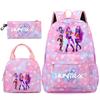 3Pcs/set Cartoon Kpop Printed Backpack Handbag Pencil Case for Teenger Student Girl Boy Schoolbag Bookbag Large Capacity Travel Bag Kid Gift