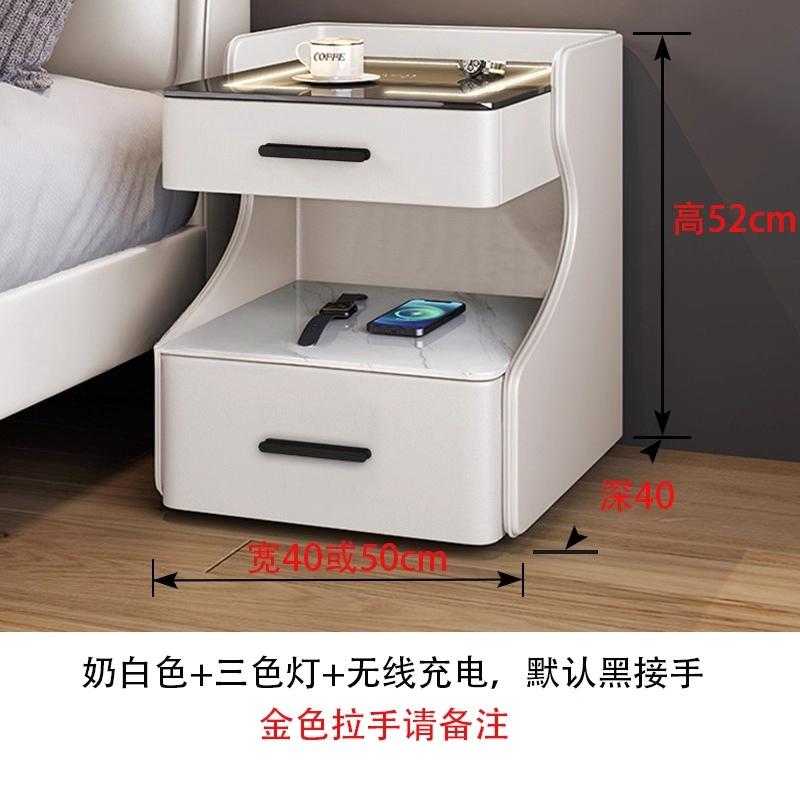 Smart Solid Wood Bedside Table,New Light Luxury Modern Style for 2025 Home Bedrooms,Compact Nightstand with Practical Storage