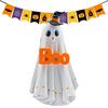 Halloween Ghost Decoration LED Ghost Dog Duck Cat Cow Ornament Halloween Resin Animal Decor Atmosphere Light Party Crafts
