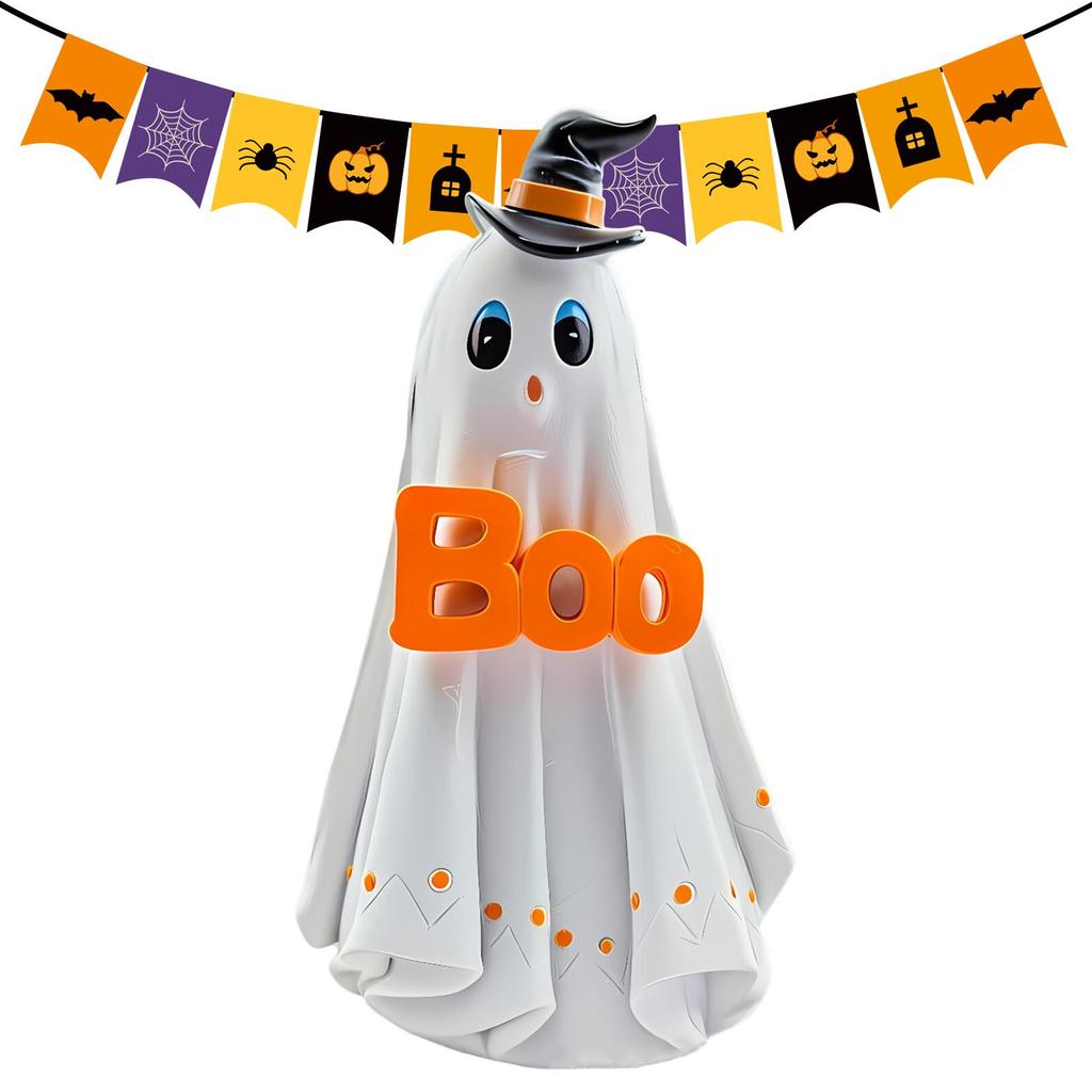 Halloween Ghost Decoration LED Ghost Dog Duck Cat Cow Ornament Halloween Resin Animal Decor Atmosphere Light Party Crafts