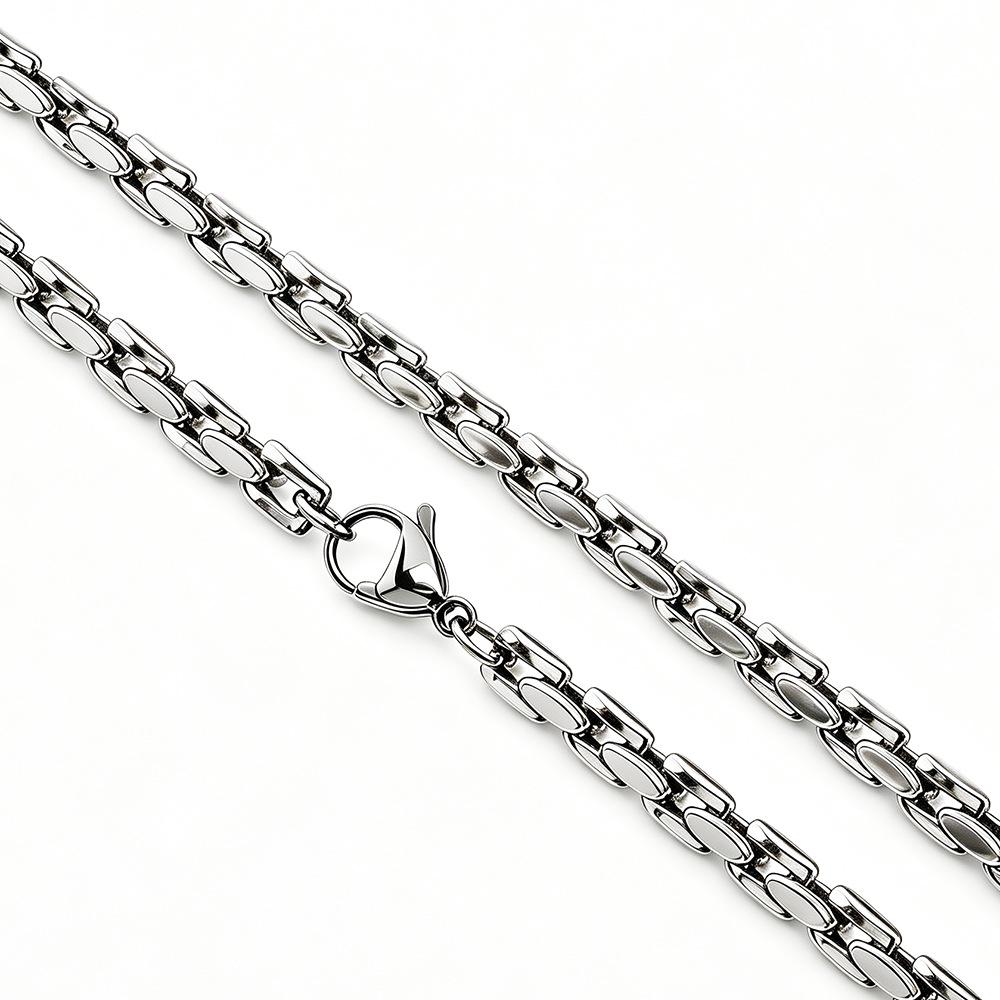 Titanium Steel Bamboo Joint Chain Bracelet Necklace for Men & Women - Simple Polished Design with Stainless Steel Ornaments