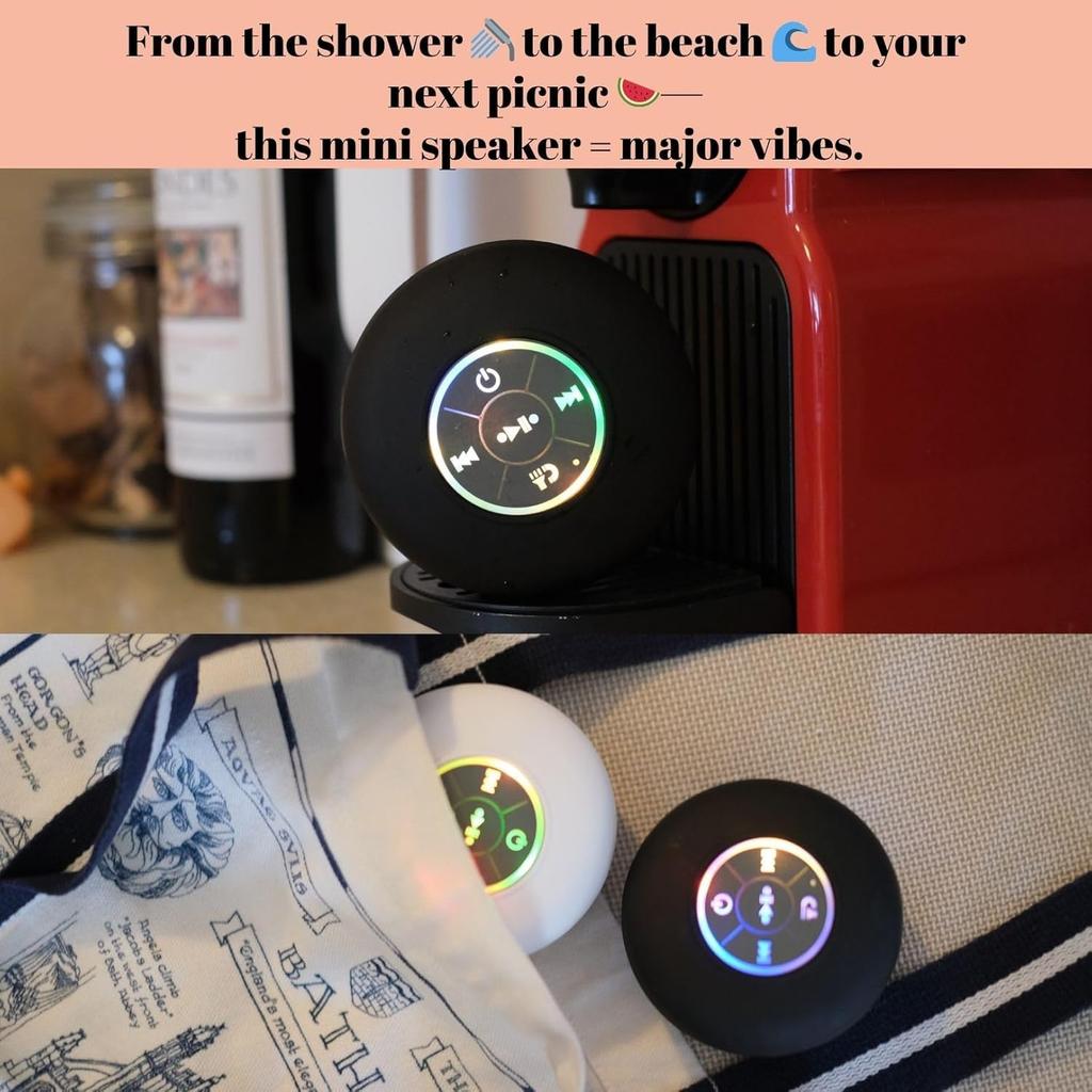 Boxă Bluetooth pentru duș Portabilă Mini Difuzor Wireless cu Microfon Ventuză Rezistentă la Apă IPX4 pentru Călătorii Piscină Râu Plută
