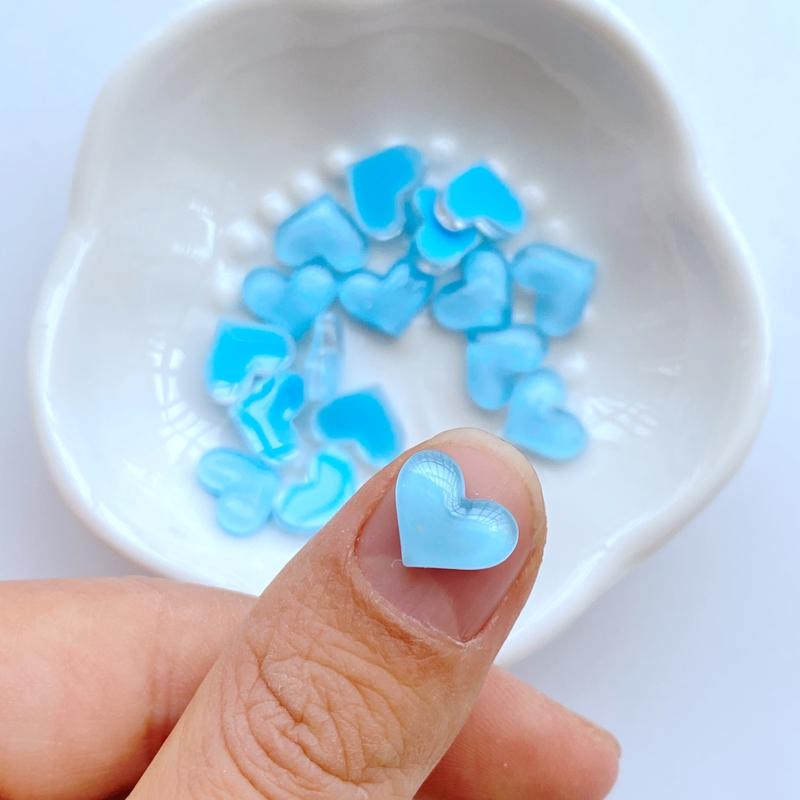 50Pcs New Cute Mini 8*9mm Bright Heart Flat Back Resin Scrapbooking DIY Jewelry Craft Decoration Accessories