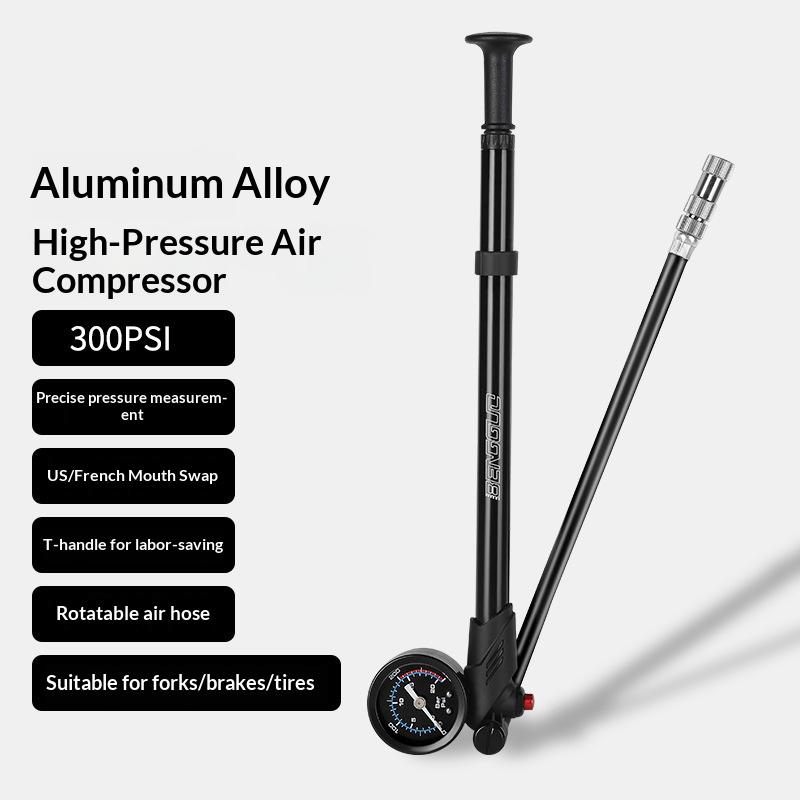 BENGGUO BG-1633 Bicycle Air Pump 300PSI High Pressure Inflator Dual Valve Design with Pressure Gauge