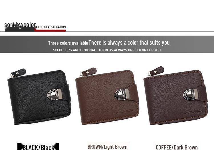 Retro Men's Multifunctional Short Wallet: Business Card Holder & Coin Purse with Zipper