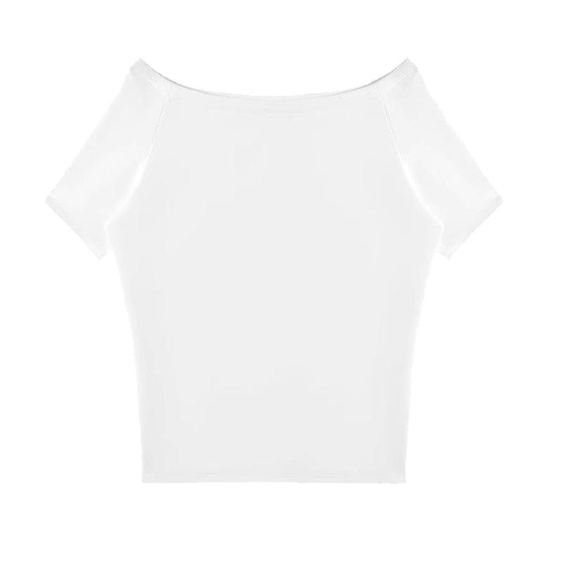 Off-the-shoulder T-shirt with A Laid-back Style, One-shoulder Short-sleeved Top That Shows Off The Shoulder and Makes You Look Slimmer
