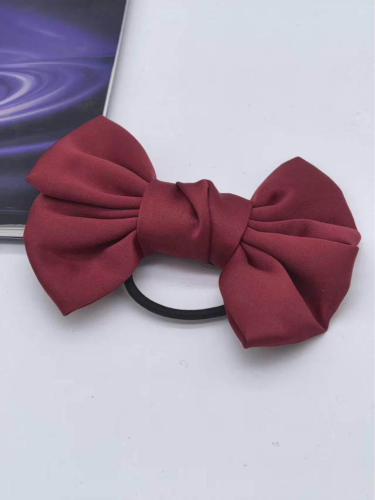 Korean Retro Satin Large Bow Elastic Hair Tie – Multi-Color Versatile Hair Accessory for Girls