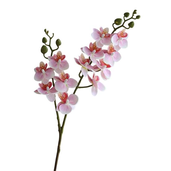 Artificial Moth Orchids 2 Fork Realistic Fake Silk Flower Wedding Party Home Office Table Centerpiece Faux Phalaenopsis Floral Branch Decoration