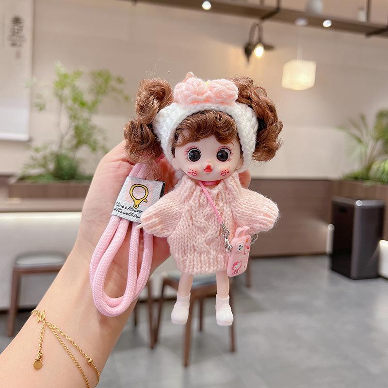 

New BJD Vinyl Lori Doll Cute Keychain Pendant Trendy Jumper Bow Hairband Cartoon Doll Bag Pendant Fashion Car Keychain Gift розовый