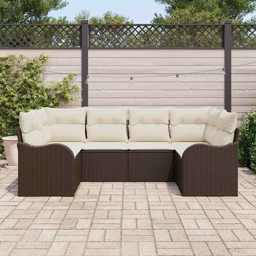 Garden Sofa Set Brown Poly Rattan
