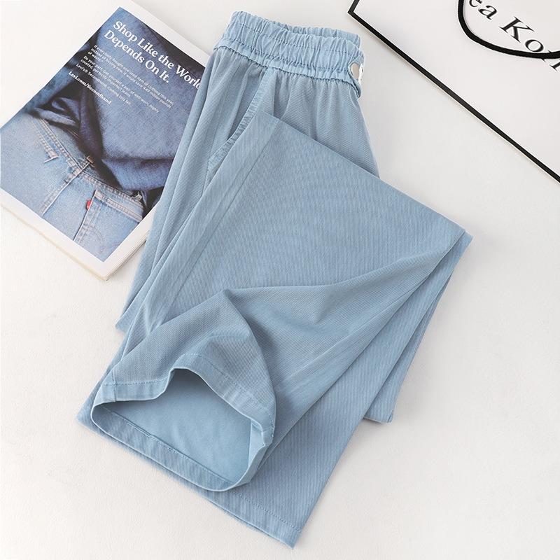 Uncle Radish Lyocell Jeans Women's Summer Thin Casual Pants Dropping Ice Silk Cool Pants Wide Leg Straight Pants