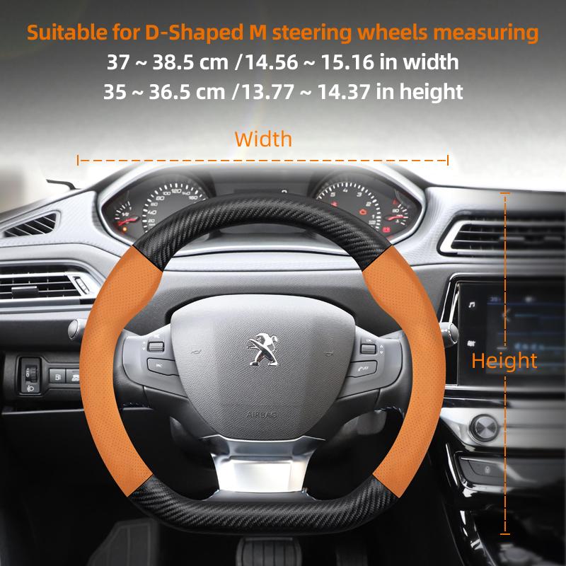 Zkfan8 Geeignet für Peugeot Atmungsaktives Leder Mattes Kohlefaser-Textur Lenkradabdeckung Geeignet für 206 208 3008 308 207