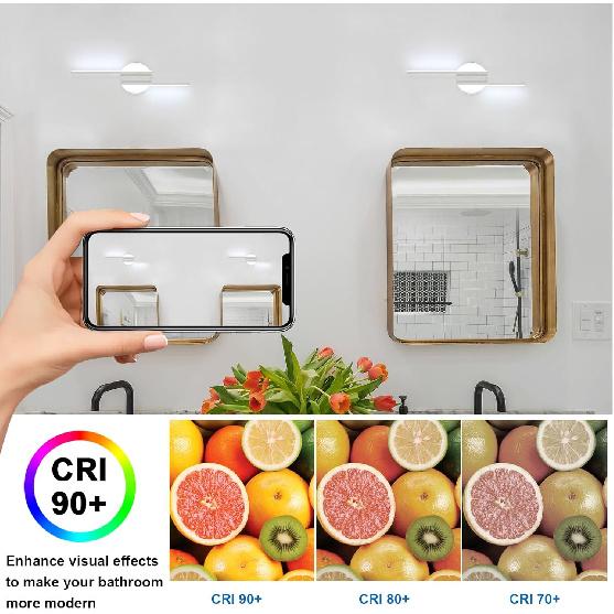 DELIPOP Modern LED Wall Sconce, 6500K Cool White Indoor Led Wall Light, 12W Bathroom Vanity All Lamp Over Mirror for Living Room Hallway Bedroom