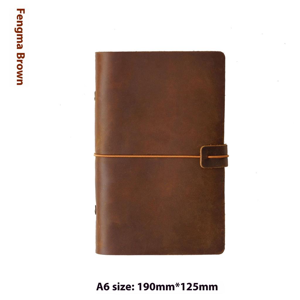 Handmade First Layer Cowhide Book Genuine Leather Hand Account Binder Notebook Retro Nostalgic Travel Diary