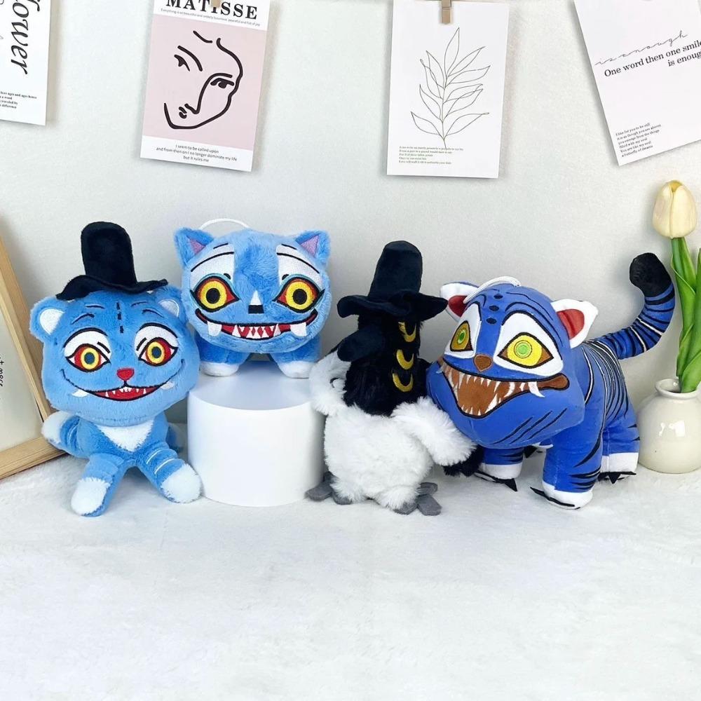 New hot Anime Hunters Plush Cute Purple Tiger Black Hat Magpie With 3 Eyes Monster Hunt Girl Group Stuffed For Fans Gifts