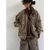 Unisex Japanese Retro Workwear Jacket: Multi-Pocket, Lapel, Loose Fit for Spring/Autumn