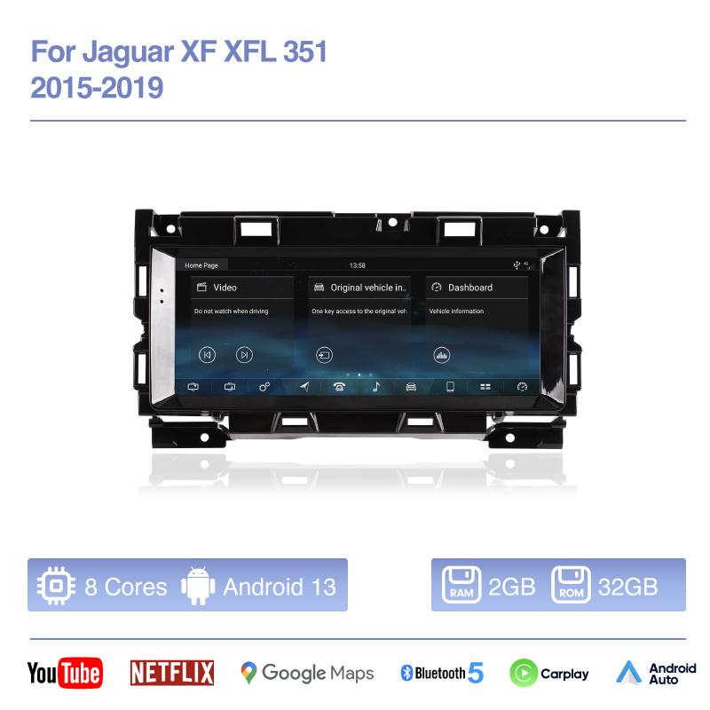 10.25" For Jaguar XF XFL 2016-2019 Car Multimedia Video Player GPS Navigation Radio Android13 8+256G 8Core CarPlay 4G 360Camera
