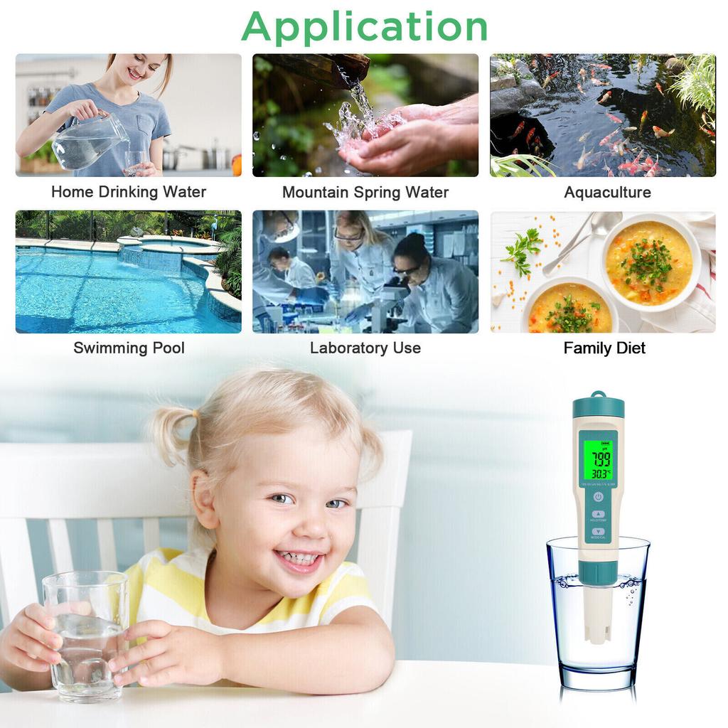 Digital PH Tester 7 In 1 TDS/EC/ORP/Temp/PH Meter Test Water Quality Monitor PH Tester For Household Drinking Hydroponics