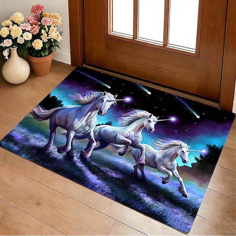 Unicorn Night Living Room Nonslip Area Rug Soft Carpet For Bedroom Game Playroom Sofa Office Home Decor Doormat Christmas Gift