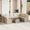 Garden Sofa Set Beige Poly Rattan