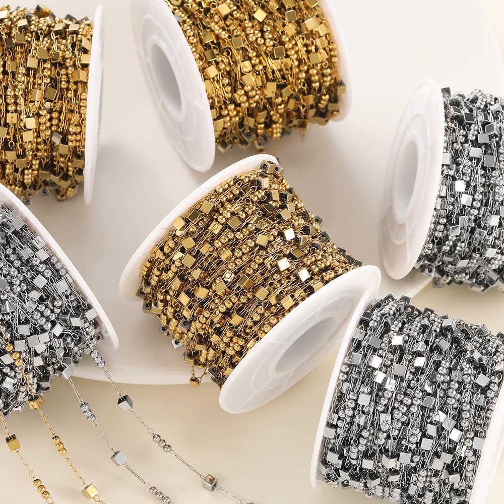 1Meter/Pack Stainless Steel Cube Chains For DIY Jewelry Findings Making Materials Handmade Supplies