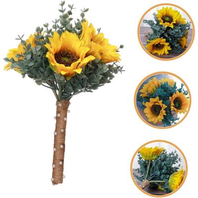 Bridal Bouquet Sunflower Bridesmaid Flower Bouquet Cascading Bride Bouquets for Wedding Sunflower Cascading Bouquets Floral Centerpieces Wildflowers