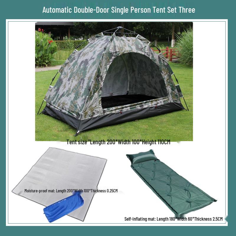 Camouflage 1-2 Person Windproof Pop-Up Camping Tent with Double Doors and Mesh