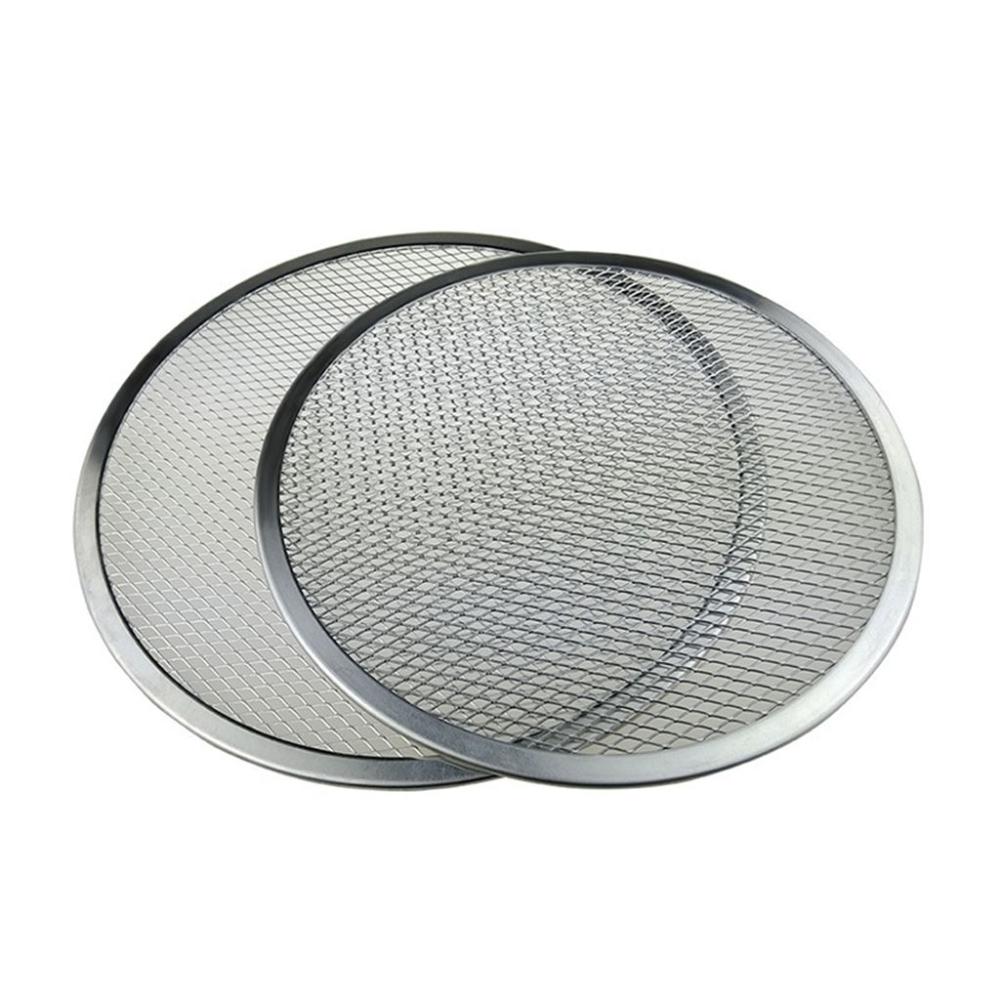 6-12 In Round Aluminium Mesh Bakeware Flat Baking Tray Net Kitchen Gadget Pizza Tools Pizza Screen