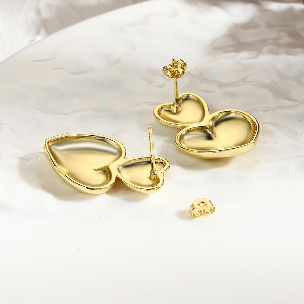 Exaggerated Heart Stud Earrings - Minimalist Style for Women