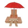 Squirrel Feeder Table Pine Wood Outdoor Garden Pendant Squirrel Picnic Table Feeder with Umbrella Red Umbrella